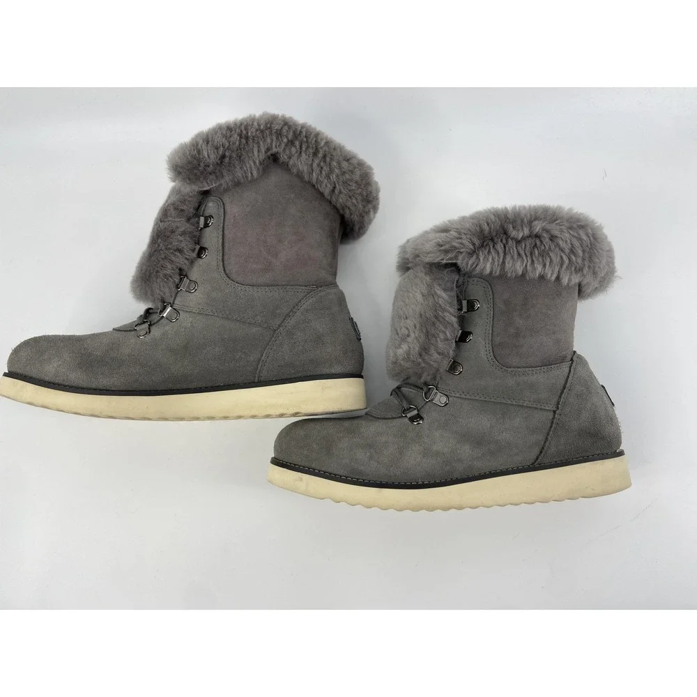 Australia Luxe Collective Boots Womens 11 Gray Yael Sheepskin Shearling‎ Winter